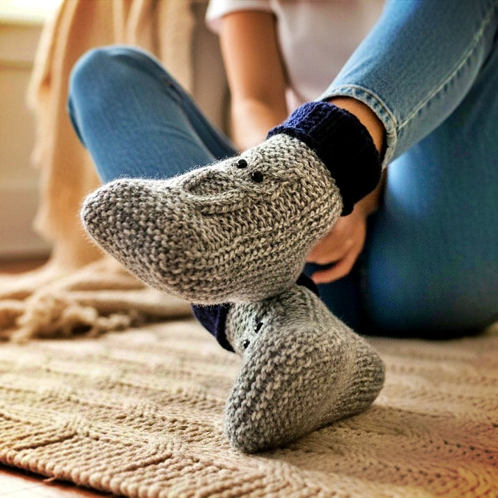adult knitted owl slippers perfect handmade gift idea cozy winter footwear
