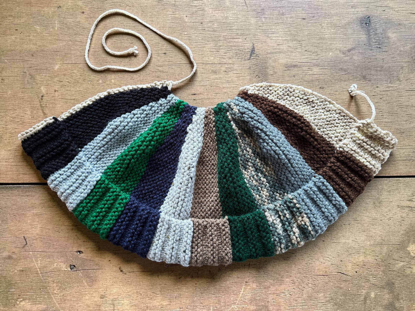 Easy Scrap Yarn Bobble Beanie Knitting Pattern PDF | Knit Flat Winter Hat for Children & Adults
