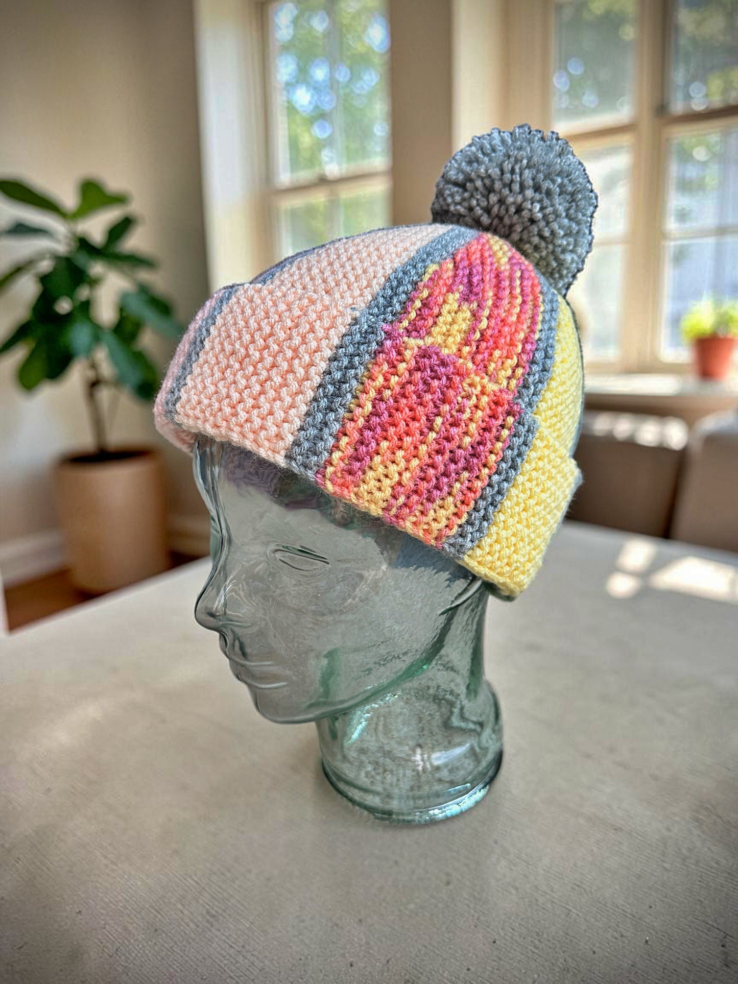 Easy Scrap Yarn Beanie & Scarf Knitting Pattern PDF | Knit Flat Adult Hat & Scarf