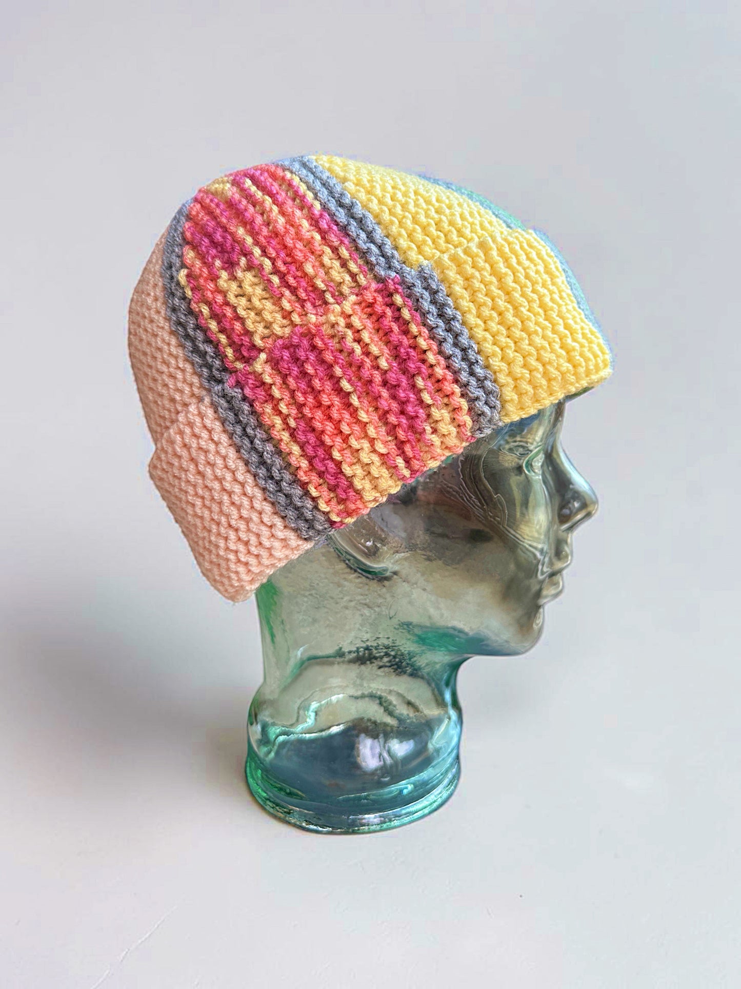 Easy Scrap Yarn Beanie & Scarf Knitting Pattern PDF | Knit Flat Adult Hat & Scarf