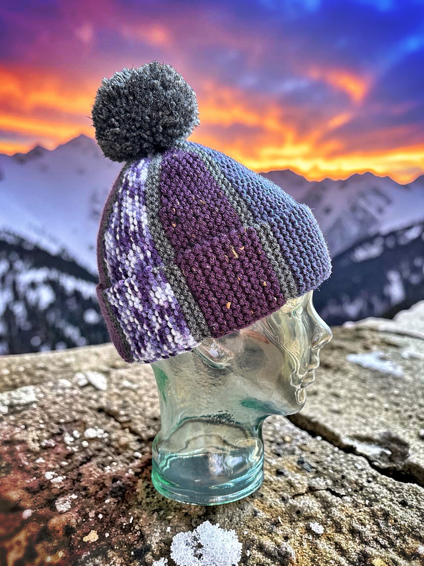Easy Scrap Yarn Beanie & Scarf Knitting Pattern PDF | Knit Flat Adult Hat & Scarf