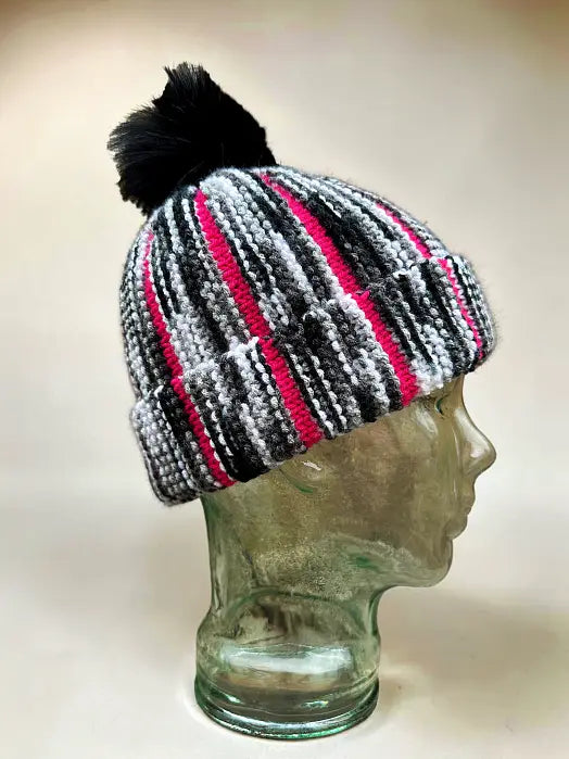 Scrap Beanie Knitting Pattern PDF – 2 Hat Styles: Bobble Beanie & Fisherman Hat (Easy Knit Flat Beginner Pattern)