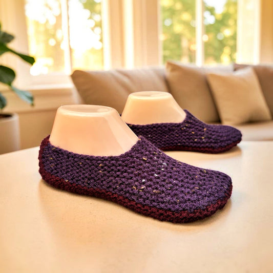 Adult Slippers Knitting Pattern | Knit Flat PDF for Straight Needles
