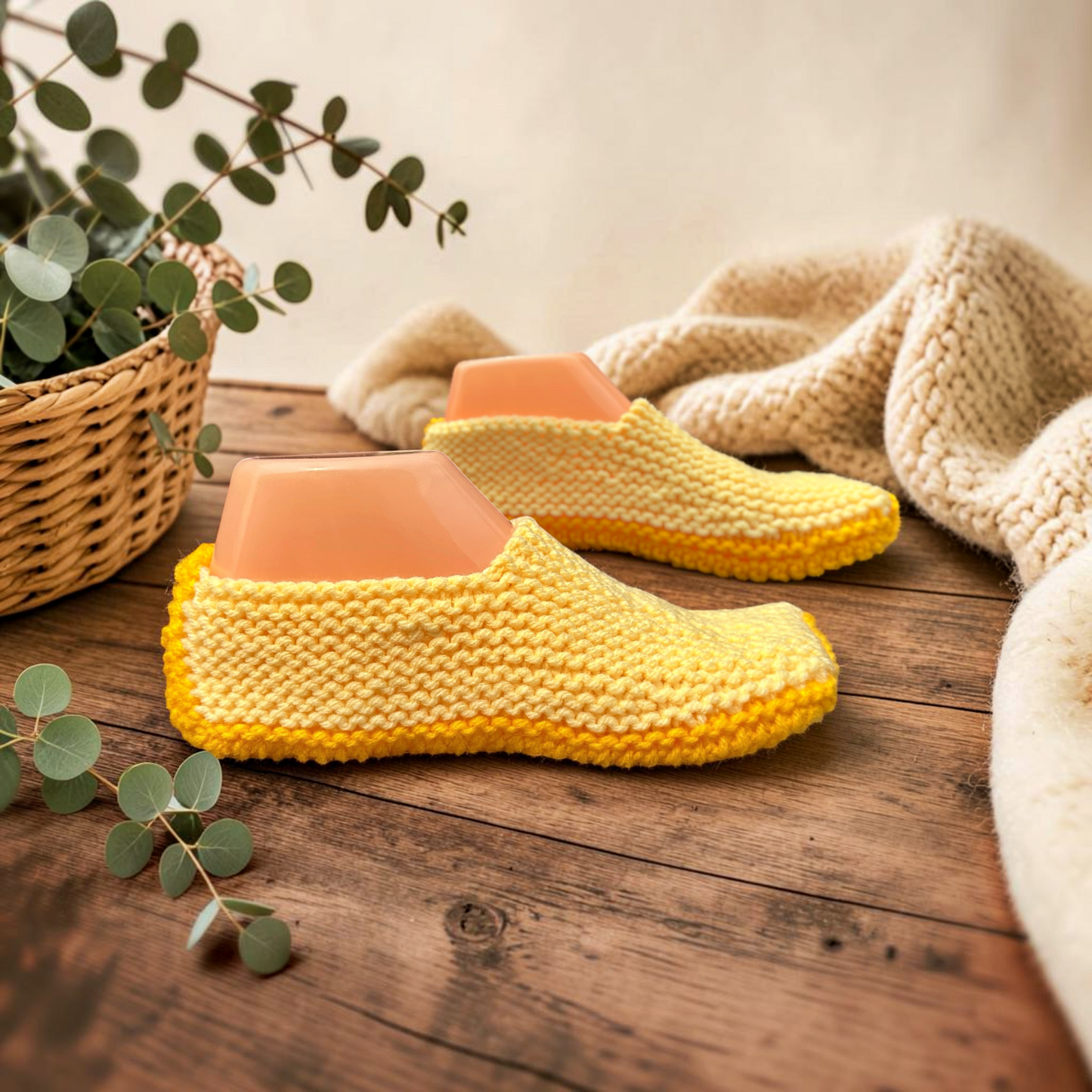 Adult Slippers Knitting Pattern | Knit Flat PDF for Straight Needles
