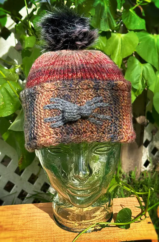 Spider colourwork beanie knitting pattern for fall and winter