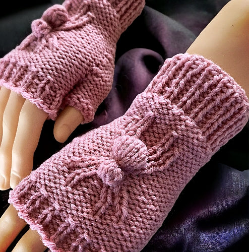 Fingerless Gloves with SPIDERS! - Knit Flat on 2 Needles - with How-to Video Links