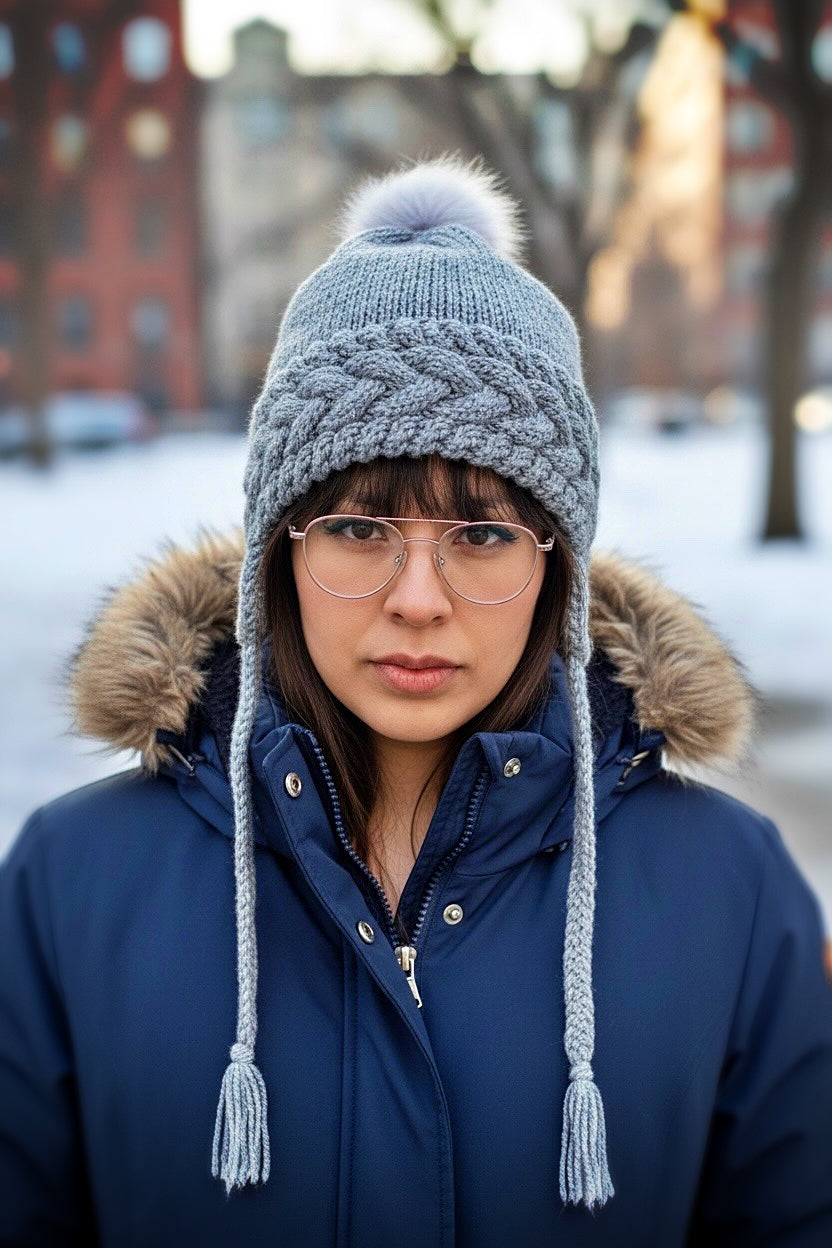 Knitting Pattern for Adult Cable Beanie or Bobble Hat – Flat-Knit Toque, Slouchy Winter Beanie, Elf & Ranger Inspired - English only!