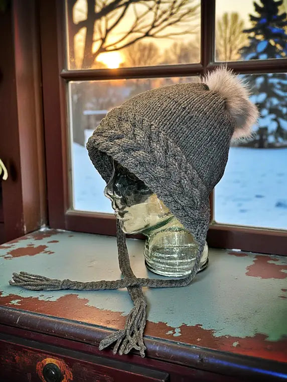 Knitting Pattern for Adult Cable Beanie or Bobble Hat – Flat-Knit Toque, Slouchy Winter Beanie, Elf & Ranger Inspired - English only!